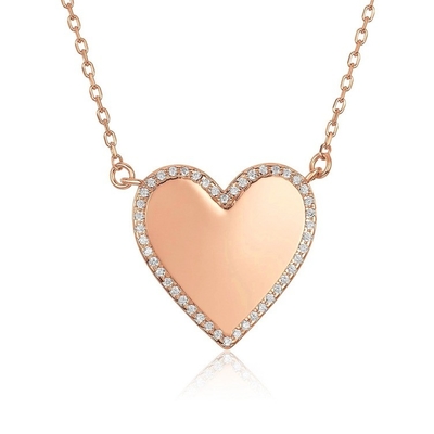 Collare di cuore bianco CZ 16" Collare di cuore d'amore personalizzato