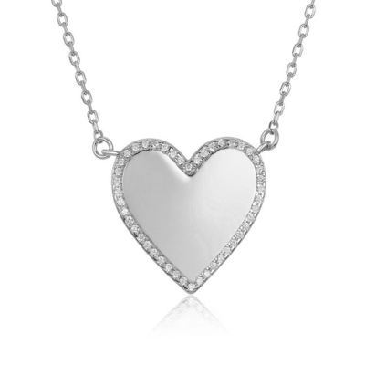 Collare di cuore bianco CZ 16" Collare di cuore d'amore personalizzato