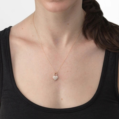 Moderno Dorato 925 Sterling Argento Cuore Medaglione Incantatore Pendente Colletto