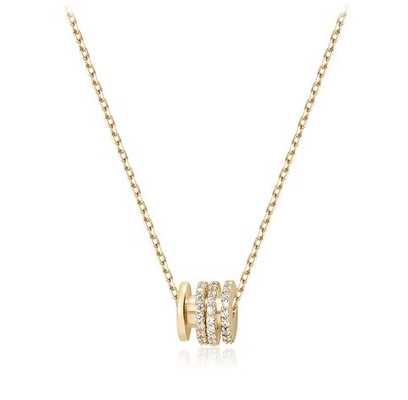 Micron Pave Cubic Zirconia Pendant 18K Gold Circle Necklaces Per Donne