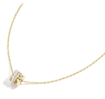 Micron Pave Cubic Zirconia Pendant 18K Gold Circle Necklaces Per Donne