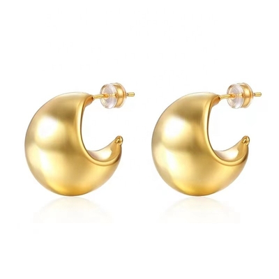 Orecchini di moda con anello spessore e vuoto 18K placcati in oro
