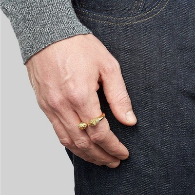 Anello a testa di leone da uomo regolabile 18K oro taglia 5 - taglia 10 anello di leone in ottone