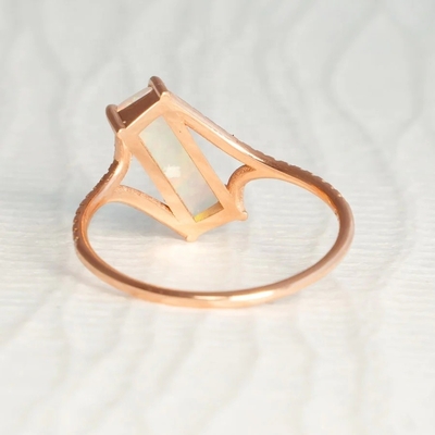 Baguette Taglio Opal Snow Track Anello Dimensione 4-Dimensione 10 925 Sterling Anello d'argento