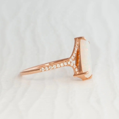 Baguette Taglio Opal Snow Track Anello Dimensione 4-Dimensione 10 925 Sterling Anello d'argento