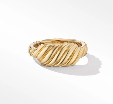 Logo personalizzato In oro placcato David Cable Wave Anelli in acciaio inossidabile maschile