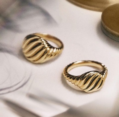 Logo personalizzato In oro placcato David Cable Wave Anelli in acciaio inossidabile maschile