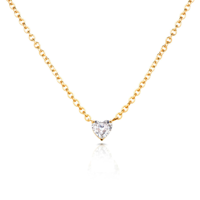 Collare da donna dorato 18K di zircone cubo di cuore