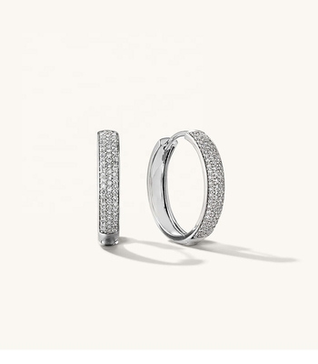18K oro placcato Micron Pave Huggies 925 Sterling Argento orecchini femminili