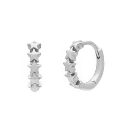 925 Sterling Silver Star Huggie orecchini per donne Gioielli di moda