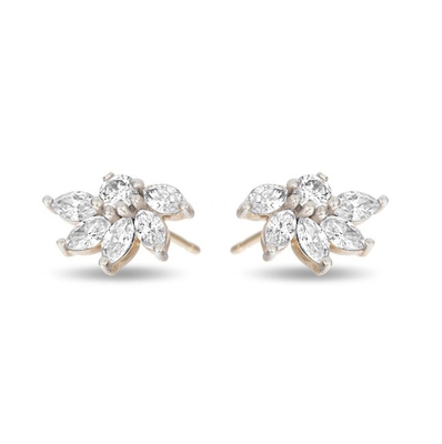 925 Orecchini a fiore d'argento OEM CZ Orecchini a fiore placcati in oro