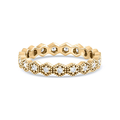 Moderno Eternity Forma Geometrica Cubica Zirconia Anello Impilabile per Donne