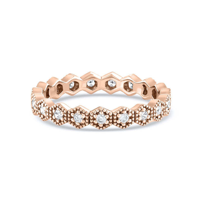 Moderno Eternity Forma Geometrica Cubica Zirconia Anello Impilabile per Donne