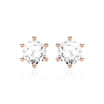 6 artigli Bianco CZ Orecchini 925 Sterling Silver 18K Cubic Zirconia Orecchini Stud