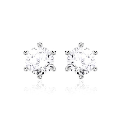 6 artigli Bianco CZ Orecchini 925 Sterling Silver 18K Cubic Zirconia Orecchini Stud