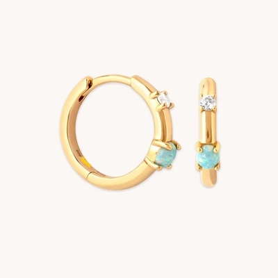 Mystic 18K Gold Plated Opal Hoops 925 Sterling Silver Nuovi Huggies Orecchini di Moda