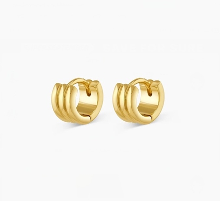 Moda Donna Acciaio Inossidabile Huggie Orecchini Polacco 18K Gold Plated Loops