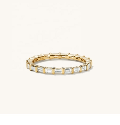 Anello bianco CZ 925 Sterling Silver Baguette Eternity Band Anello