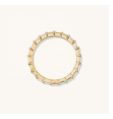 Anello bianco CZ 925 Sterling Silver Baguette Eternity Band Anello