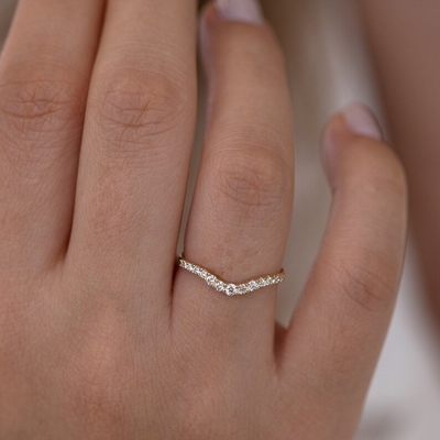 925 Sterling Silver Curved Diamond CZ Anello di fidanzamento