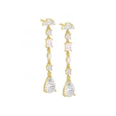 Ispirazione religiosa S925 Sterling Silver Gemstone Drop Earrings in 18K Gold Plating