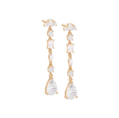 Ispirazione religiosa S925 Sterling Silver Gemstone Drop Earrings in 18K Gold Plating