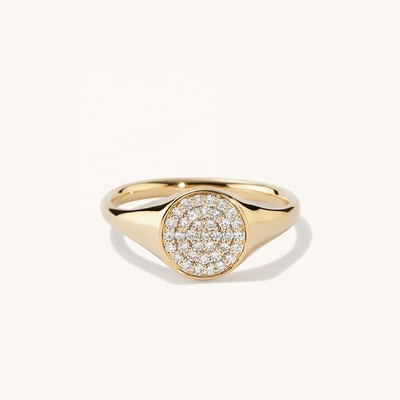 OEM ODM Uomini 14K Gold Signet Ring Donna Zircon Gold Ring Personalizzato
