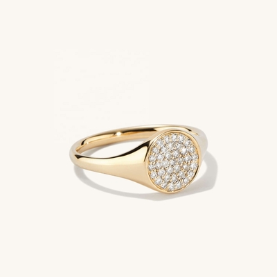 OEM ODM Uomini 14K Gold Signet Ring Donna Zircon Gold Ring Personalizzato