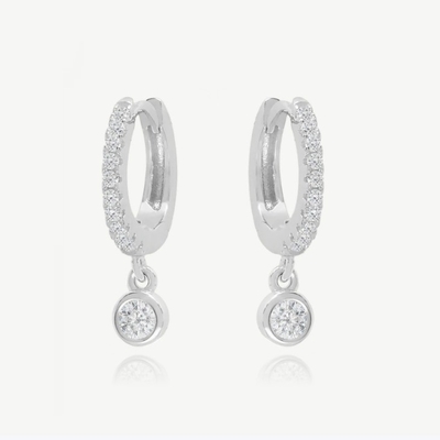 18K oro placcato S925 argento Mini Huggies singolo Bezel petto anelli orecchini per donne