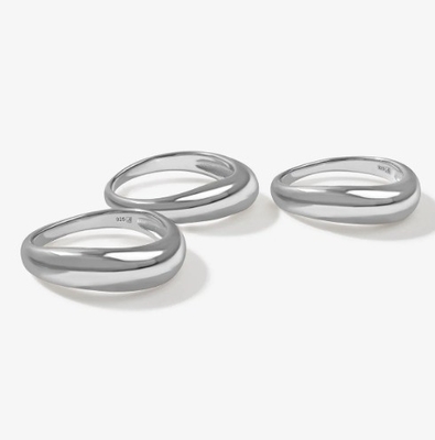 US5-US10 925 Sterling Silver Stackable Rings 18K Gold Plated