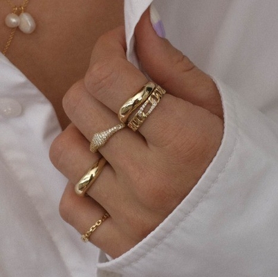US5-US10 925 Sterling Silver Stackable Rings 18K Gold Plated