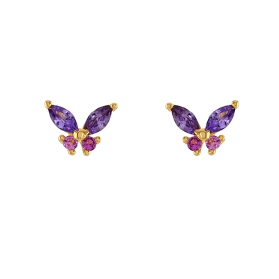 18K Oro Marquise Taglio Turchese CZ 925 Sterling Silver Butterfly Stud orecchini per donne