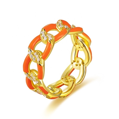 925 Sterling Silver Twist Ring Gold Plated Enamel Women's Engagement Bands