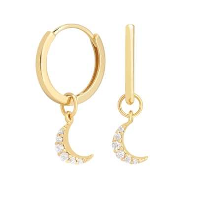 Dangle Moon Hoop orecchini 925 argento per donne oro brasiliano placcato 18K gioielli personalizzati