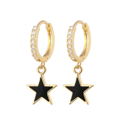Orecchini colorati in gomma di stella di smalto Orecchini in argento 925 sterling
