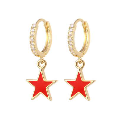 Orecchini colorati in gomma di stella di smalto Orecchini in argento 925 sterling