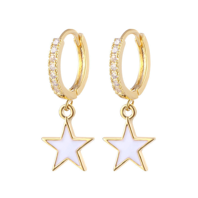 Orecchini colorati in gomma di stella di smalto Orecchini in argento 925 sterling