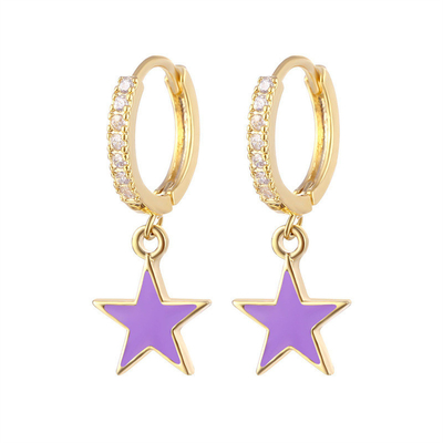Orecchini colorati in gomma di stella di smalto Orecchini in argento 925 sterling