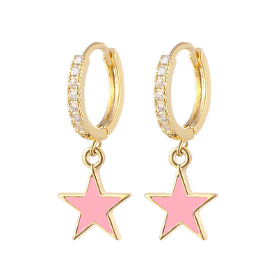 Orecchini colorati in gomma di stella di smalto Orecchini in argento 925 sterling