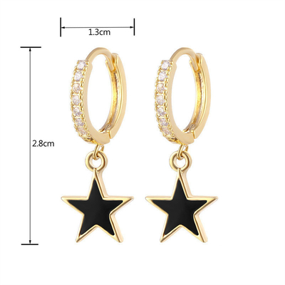 Orecchini colorati in gomma di stella di smalto Orecchini in argento 925 sterling