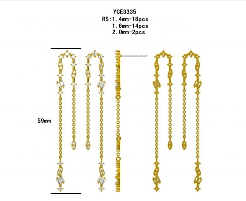 2024 Orecchini brasiliani in oro con catena a goccia Donna 925 Orecchini in argento sterling