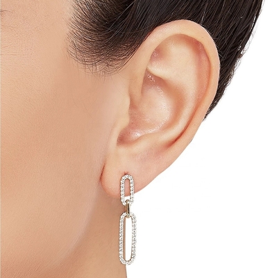 Bianco Cubico CZ 18K Dorato Pave Link Drop Orecchini Donna Gioielli di moda