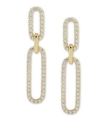 Bianco Cubico CZ 18K Dorato Pave Link Drop Orecchini Donna Gioielli di moda