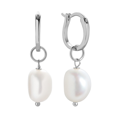 925 Sterling Silver 18K Gold Plated Acqua dolce Perla Hoop orecchini per donne Stile di moda