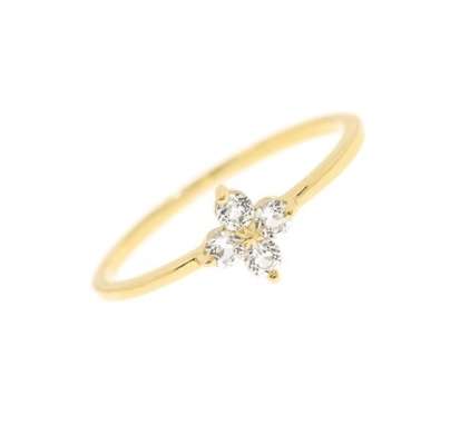Elegantemente oro 18K Vermeil Quattro Topaze Gemstones Fiore 925 Sterling Silver Anelli