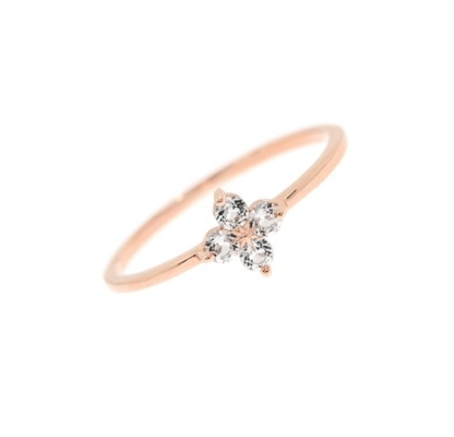 Elegantemente oro 18K Vermeil Quattro Topaze Gemstones Fiore 925 Sterling Silver Anelli