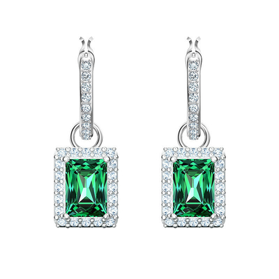 Green CZ Diamond 925 Sterling Silver Classic Luxury Hoop Earrings per donna di moda
