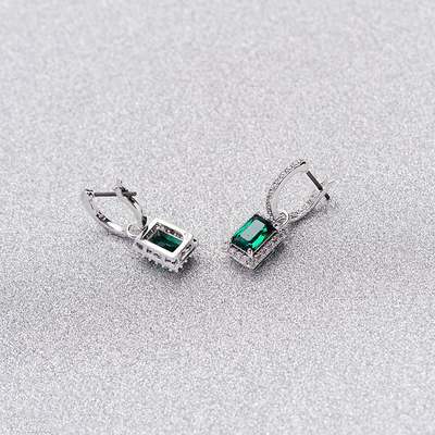 Green CZ Diamond 925 Sterling Silver Classic Luxury Hoop Earrings per donna di moda