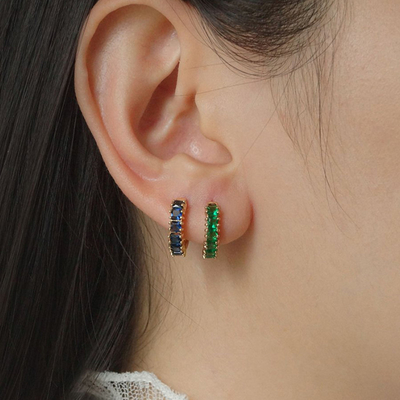 925 Sterling Silver Princess Green CZ diamanti orecchini per donna look contemporaneo