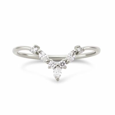 Anelli a forma di V con cerchiera e marchiese bianco CZ in argento sterling 925